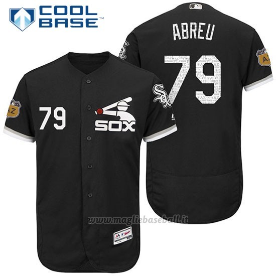 Maglia Baseball Uomo Chicago White Sox Jose Abreu 79 Nero 2017 Allenamento Primaverile Cool Base Giocatore